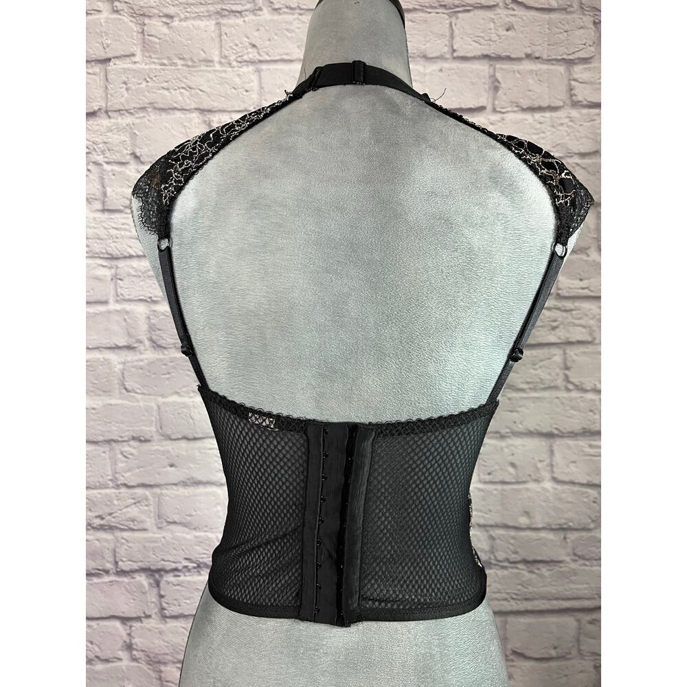 Victoria's Secret Black Lace Corset Style Blouse with Open Back & Built-in Bra - Picture 4 of 9